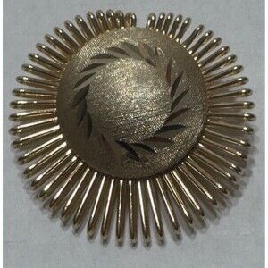 Vintage Gold Tone Sunburst Wired Design Scarf Clip Western Germany Sun